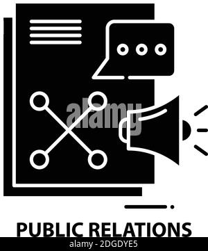 public relations icon, black vector sign with editable strokes, concept illustration Stock Vector