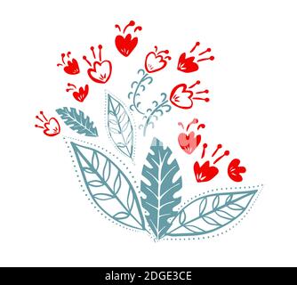 Red lilies. Stylized simple flowers. Vector illustration Stock Vector