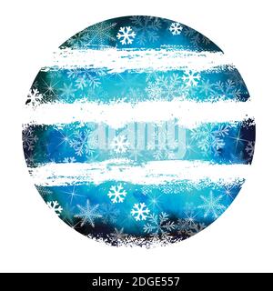 Blue round and striped background with snowflakes. Merry Christmas. Beautiful Christmas background. Vector illustration Stock Vector