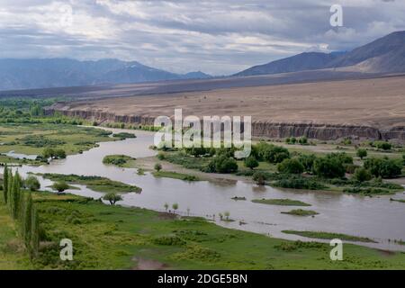 Scenery in July on the Srinagar- Leh highway near Alchi. Ladakh, Jammu & Kashmir, Northern India. Stock Photo