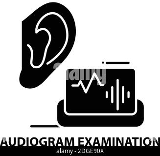 audiogram examination icon, black vector sign with editable strokes, concept illustration Stock Vector