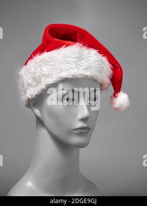 stock image of Santa Claus hat with grey background for Christmas event Stock Photo