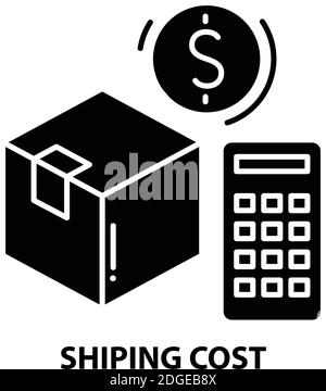 shiping cost icon, black vector sign with editable strokes, concept illustration Stock Vector
