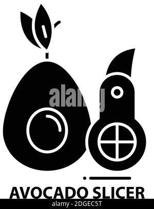 avocado slicer icon, black vector sign with editable strokes, concept illustration Stock Vector