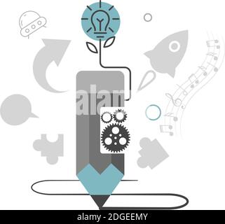 Creative writing concept. Flat style illustration. Stock Vector