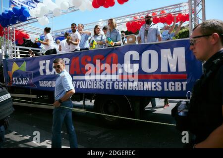 People participate in the Gay Pride Parade rally and march in the streets in Paris, France, on June 24, 2017. 2017 marks the 40th anniversary of the first Gay Pride March in the French capital. Photo by Thomas Fliche/ABACAPRESS.COM Stock Photo