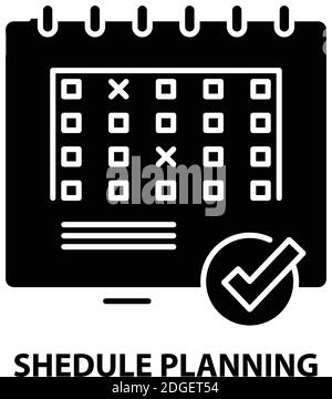 shedule planning icon, black vector sign with editable strokes, concept illustration Stock Vector
