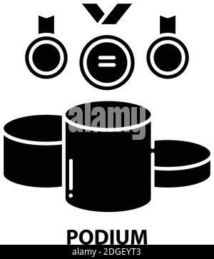 podium icon, black vector sign with editable strokes, concept illustration Stock Vector