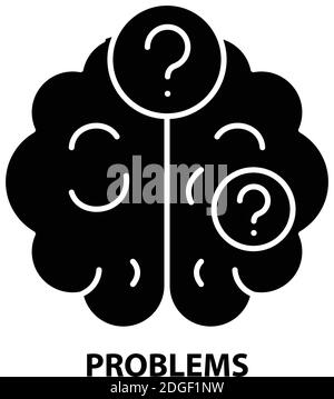 problems icon, black vector sign with editable strokes, concept illustration Stock Vector