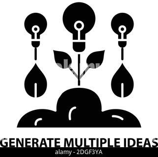 generate multiple ideas icon, black vector sign with editable strokes, concept illustration Stock Vector
