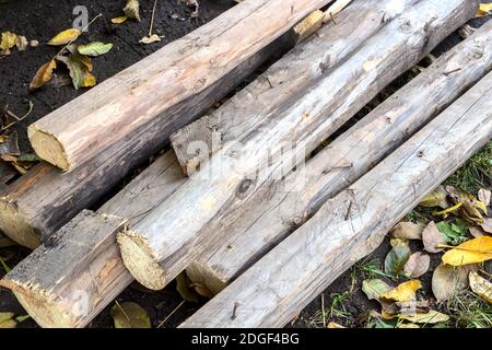 Old used wooden planks after renovation of the premises Stock Photo