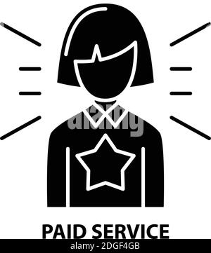paid service icon, black vector sign with editable strokes, concept illustration Stock Vector