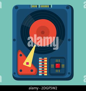 computer hard disk vector illustration in flat style Stock Vector