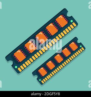 computer rapid access memory hardware vector illustration in flat style Stock Vector