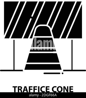 traffice cone icon, black vector sign with editable strokes, concept illustration Stock Vector