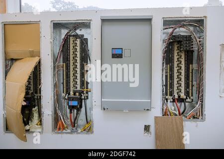 Switchboard voltage with circuit breakers electrical Stock Photo