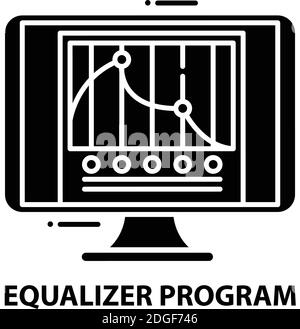 equalizer program icon, black vector sign with editable strokes, concept illustration Stock Vector