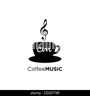 Symbol icon coffee music logo illustration design template Stock Vector
