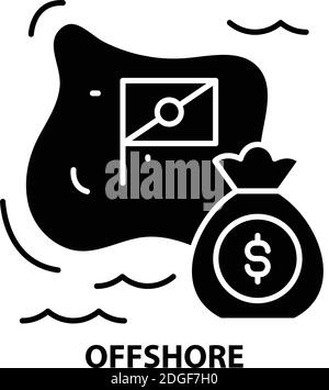 offshore icon, black vector sign with editable strokes, concept illustration Stock Vector