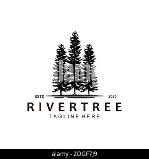 Pine tree logo design symbol template Stock Vector