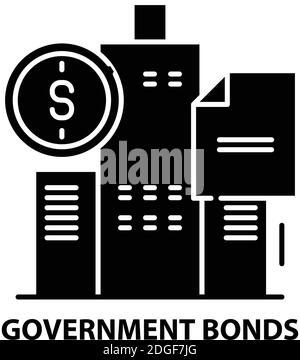 government bonds icon, black vector sign with editable strokes, concept illustration Stock Vector