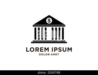 logo illustration of bank building on white background Stock Vector