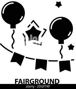 fairground icon, black vector sign with editable strokes, concept illustration Stock Vector