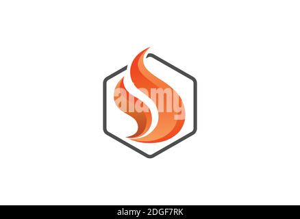 Flame with Box logo design symbol Stock Vector