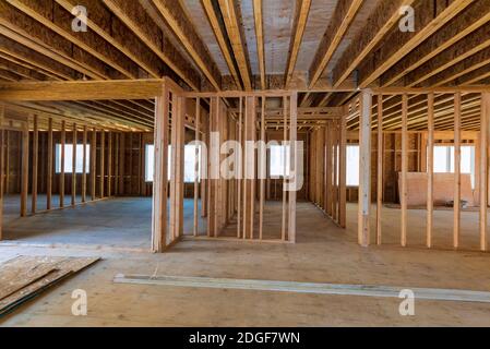 Interior view of a house under construction Stock Photo