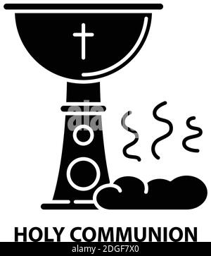 holy communion icon, black vector sign with editable strokes, concept illustration Stock Vector