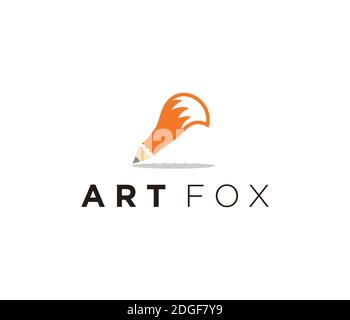 pencil creative fox logo design inspiration Stock Vector