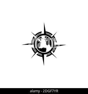 Globe world compass north east west south logo vector image Stock Vector
