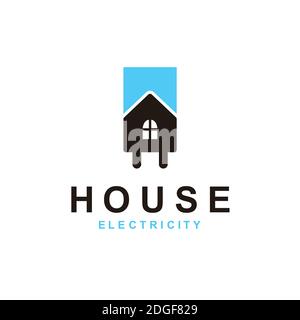 Electric House Icon Logo Design Element Stock Vector