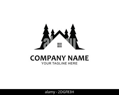 Pines home residence logo template Stock Vector