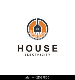 Electric House Icon Logo Design Element Stock Vector