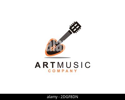 creative pen and guitar logo design inspiration Stock Vector