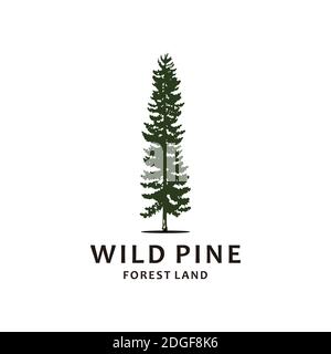 Hand drawn inspirational label with pine trees Stock Vector