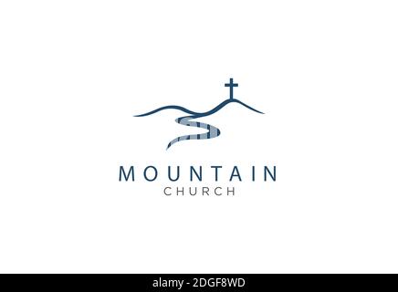 church logo designs with mountain Stock Vector