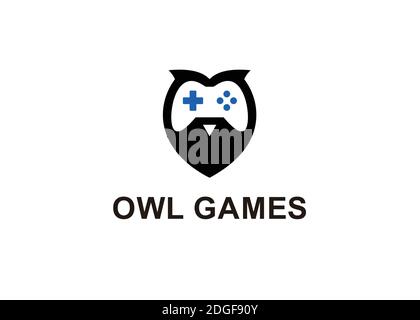 Owl games logo design template Stock Vector