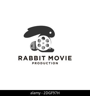 creative logo rabbit movie symbol design Stock Vector