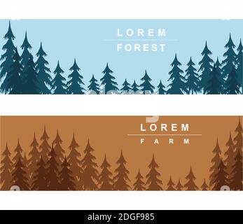 PINES FOREST BANNERS VECTOR IMAGE Stock Vector