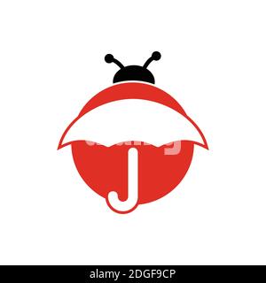 ladybug umbrella creative logo design Stock Vector