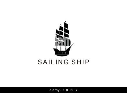 Sailing Ship Isolated on white background symbol in retro style Stock Vector