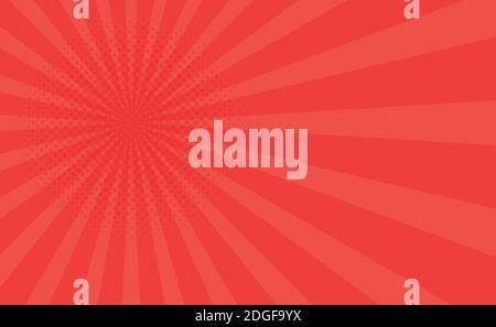Red comic zoom with lines and dots - Vector illustration Stock Vector