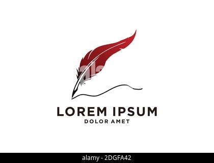 Feather pen write sign logo template app icons Stock Vector