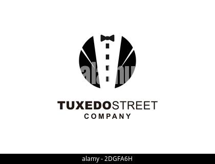 street tuxedo illustration logo design Stock Vector