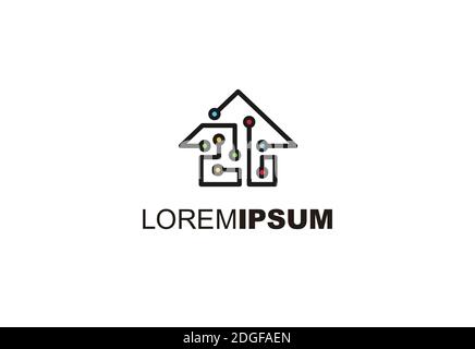 Power Element House Logo Design Stock Vector