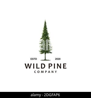 wild pine forest logo illustration Stock Vector