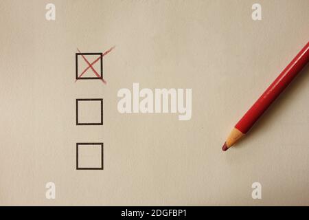 Paper form with check boxes Stock Photo