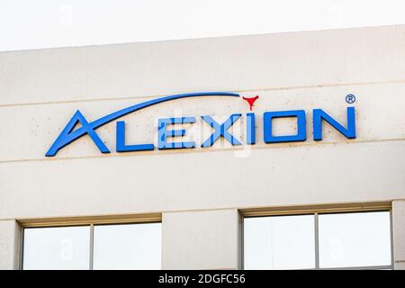 Sep 21, 2020 South San Francisco / CA / USA - Alexion logo at their headquarters in Silicon Valley; Alexion Pharmaceuticals, Inc. develops treatments Stock Photo